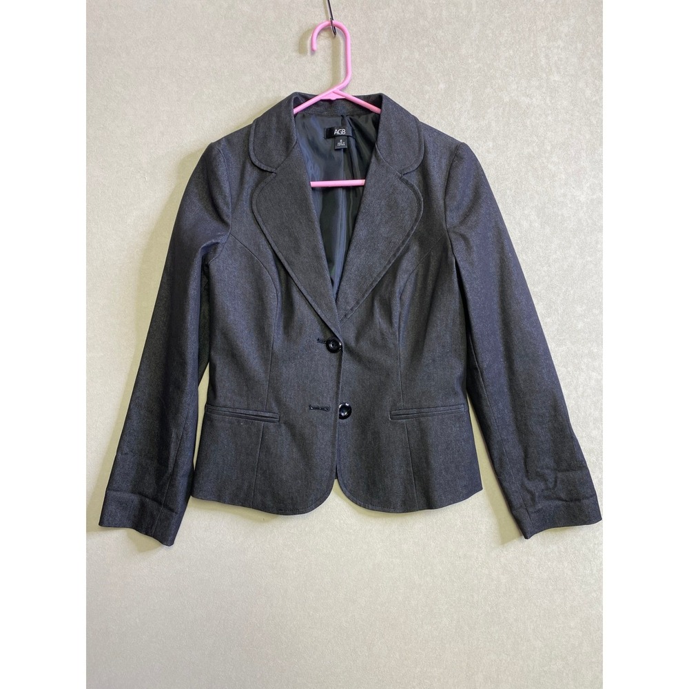 AGB Women black Two Button Professional Blazer Jacket Size 8